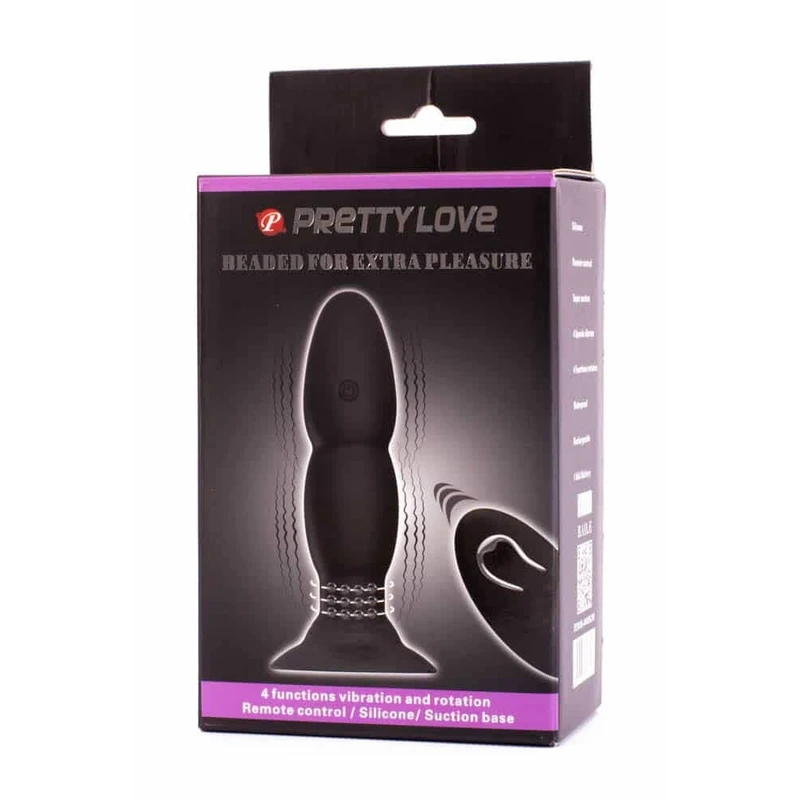 Pretty Love Vibrirajući Butt Plug sa Beadovima i Daljinskim Upravljačem - 13,5 cm, Crni