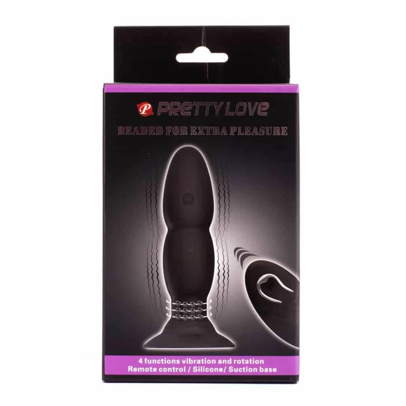 Pretty Love Vibrirajući Butt Plug sa Beadovima i Daljinskim Upravljačem - 13,5 cm, Crni