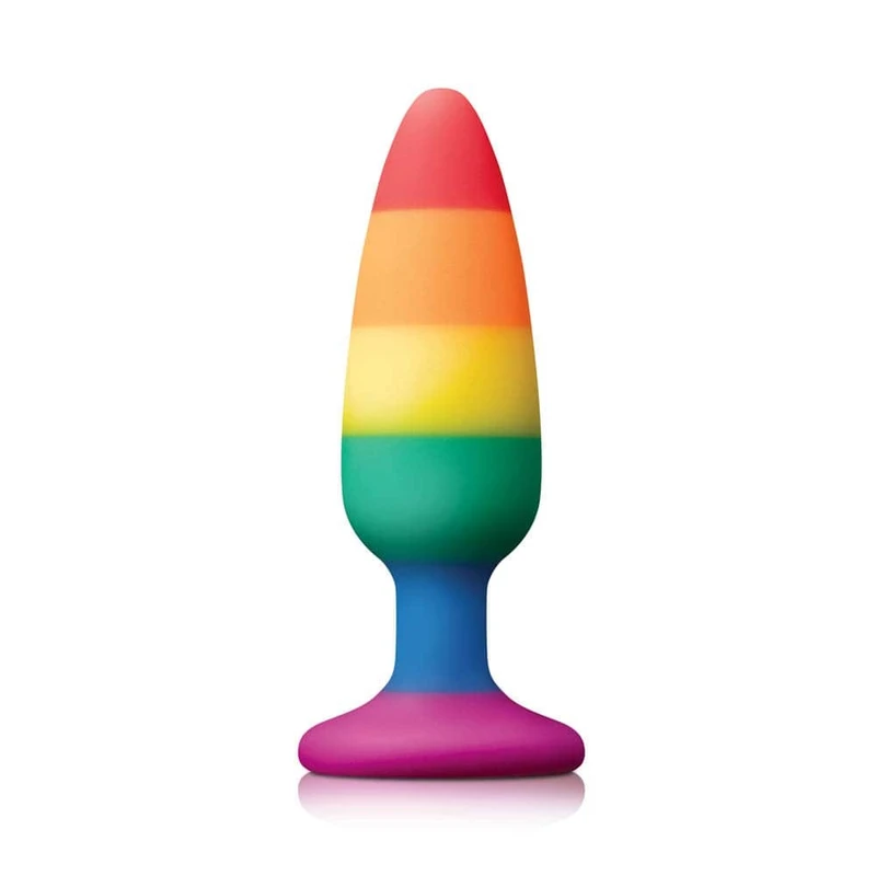Pride Edition Srednji Pleasure Plug - Višebojni sa Vakuumskim Postoljem