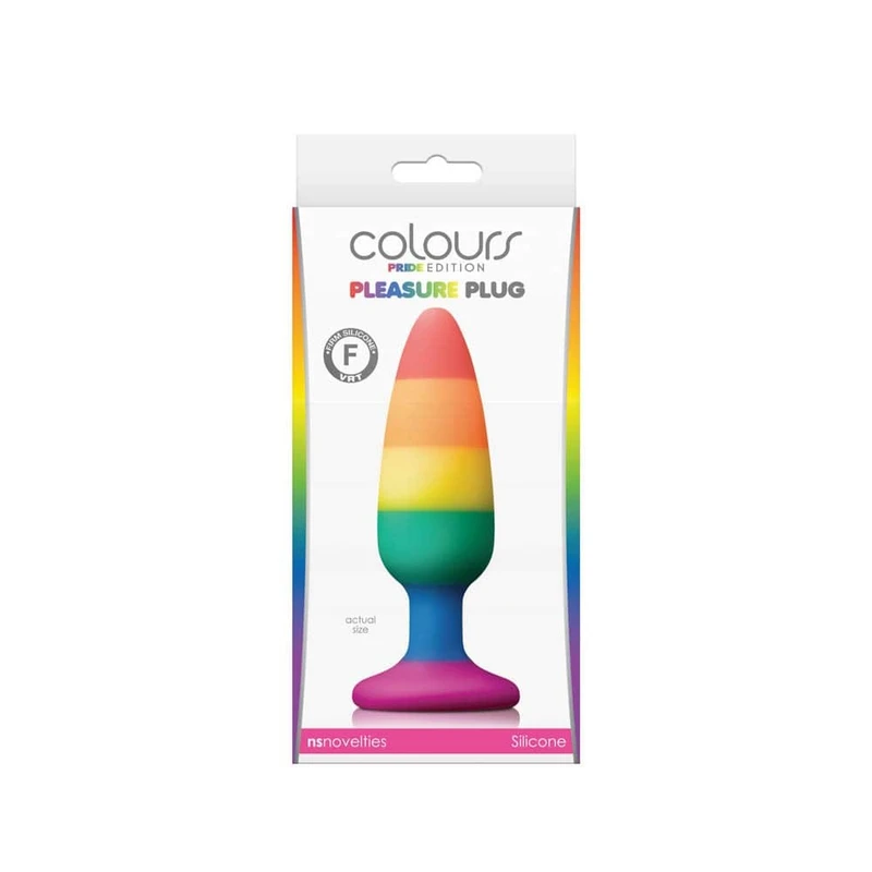 Pride Edition Srednji Pleasure Plug - Višebojni sa Vakuumskim Postoljem