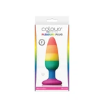 Pride Edition Srednji Pleasure Plug - Višebojni sa Vakuumskim Postoljem
