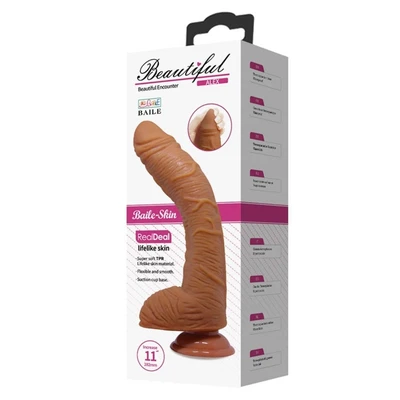 Realistični Dildo Debra 28cm Braon sa Vakuumskim Postoljem i Testisima - Sexy Shop
