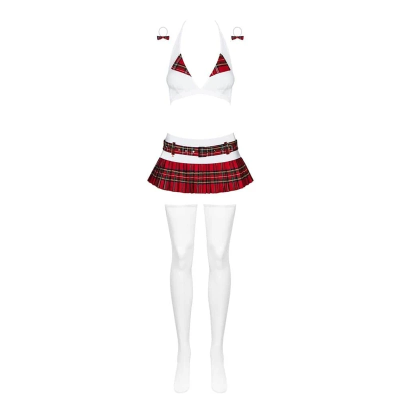 Sexy školska kostimacija, 5 delova, L/XL, Obsessive - crvena/bela
