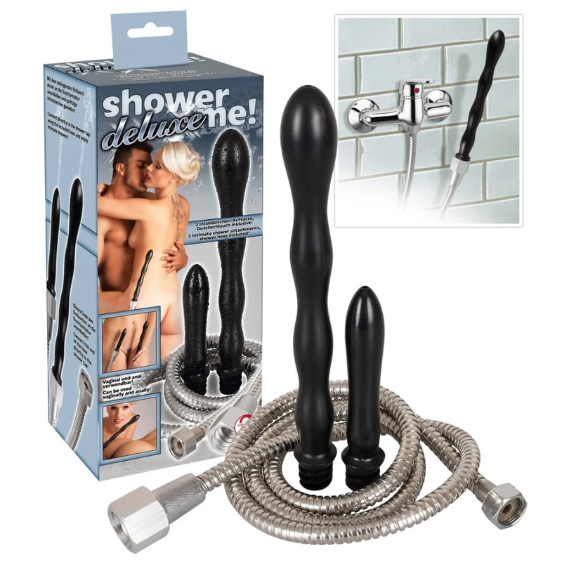 Tuš crevo za vodu sa dodacima - You2Toys, dužina 138 cm, srebrno-crno
