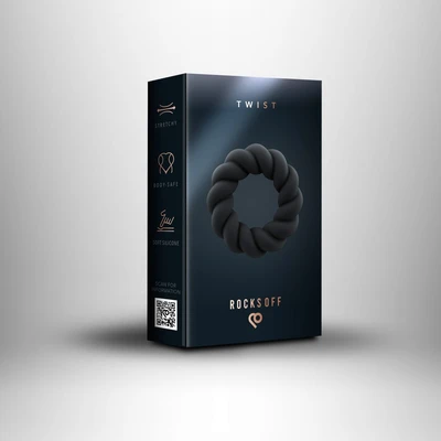 Twisted Elegance Cock Ring - Crni vodootporni prsten za jaču erekciju - Sexy Shop