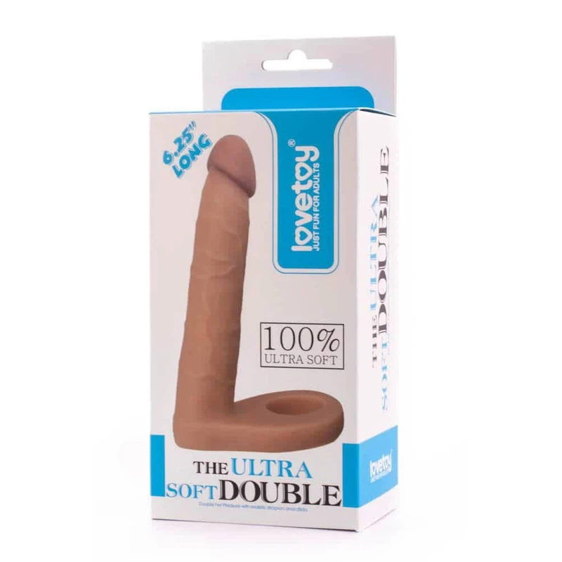 Ultra Mekani Dvojni Strap-On Analni Dildo 15,8 cm – Lovetoy, Vodootporan, Boja Kože