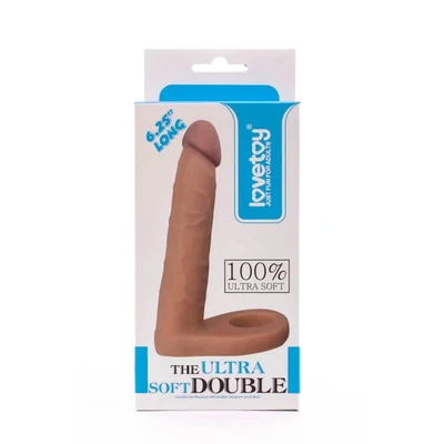 Ultra Mekani Dvojni Strap-On Analni Dildo 15,8 cm – Lovetoy, Vodootporan, Boja Kože - Sexy Shop