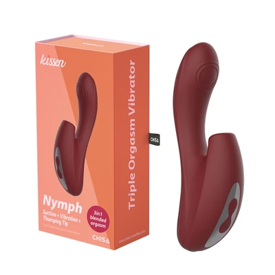 Vibrator Kissen Nymph sa stimulansom klitorisa i G tačke, vodootporni, bordo 18,1 cm - Sexy Shop