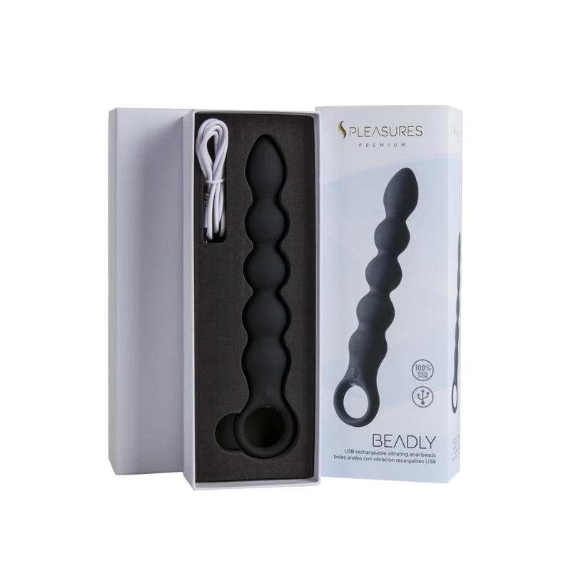 Vibrirajuće analne perle Beadly - Crne