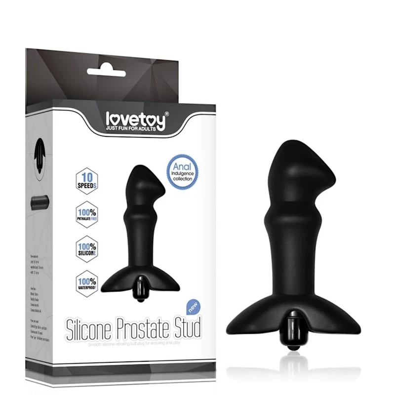 Vibrirajući analni masažer Prostate Stud - 10 brzina, vodootporan, crni