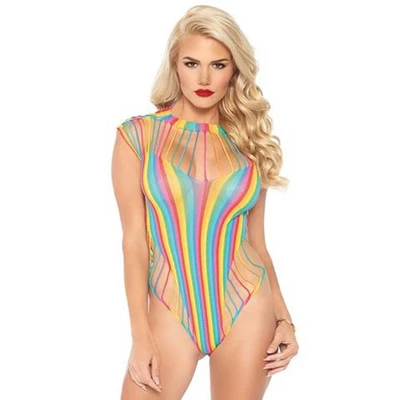 Višebojni prozirni teddy sa izrezima Leg Avenue O/S - Sexy Shop