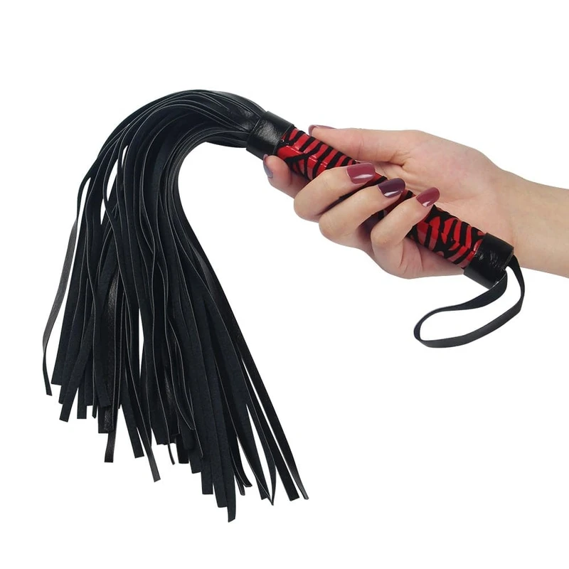 Whip Me Baby Crno-Crveni Kožni Bič 40cm