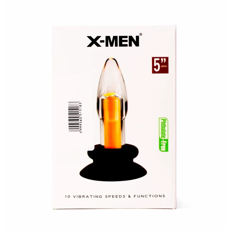 X-MEN 10 Brzina Vibrirajući Analni Čep prozirni/narandžasti