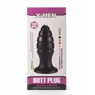 X-Men 10" Debeli Butt Plug Crni sa Vakuumskim Postoljem - Sexy Shop