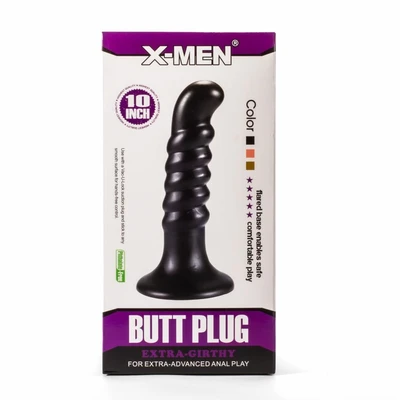 X-Men 10" Ekstra Giraniji Butt Plug Crni sa Vakuumskim Postoljem - Sexy Shop