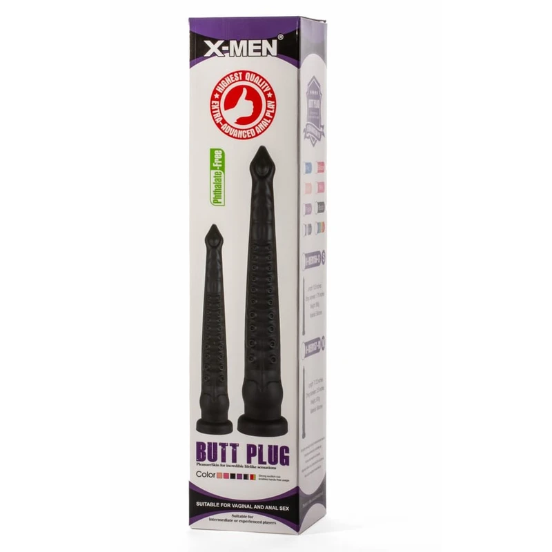 X-Men 32cm Crni Butt Plug sa Vakuumskim Postoljem