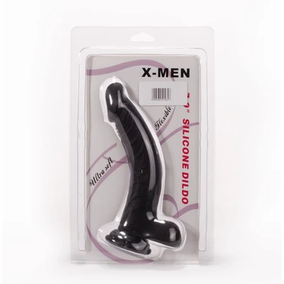 X-MEN 7.9" Crni Silikonski Dildo sa Testisima i Vakuumskim Postoljem - Sexy Shop