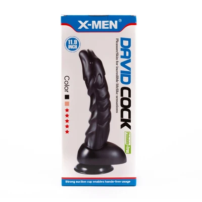 X-Men David Cock 28cm crni sa vakuumskim postoljem i testisima - Sexy Shop