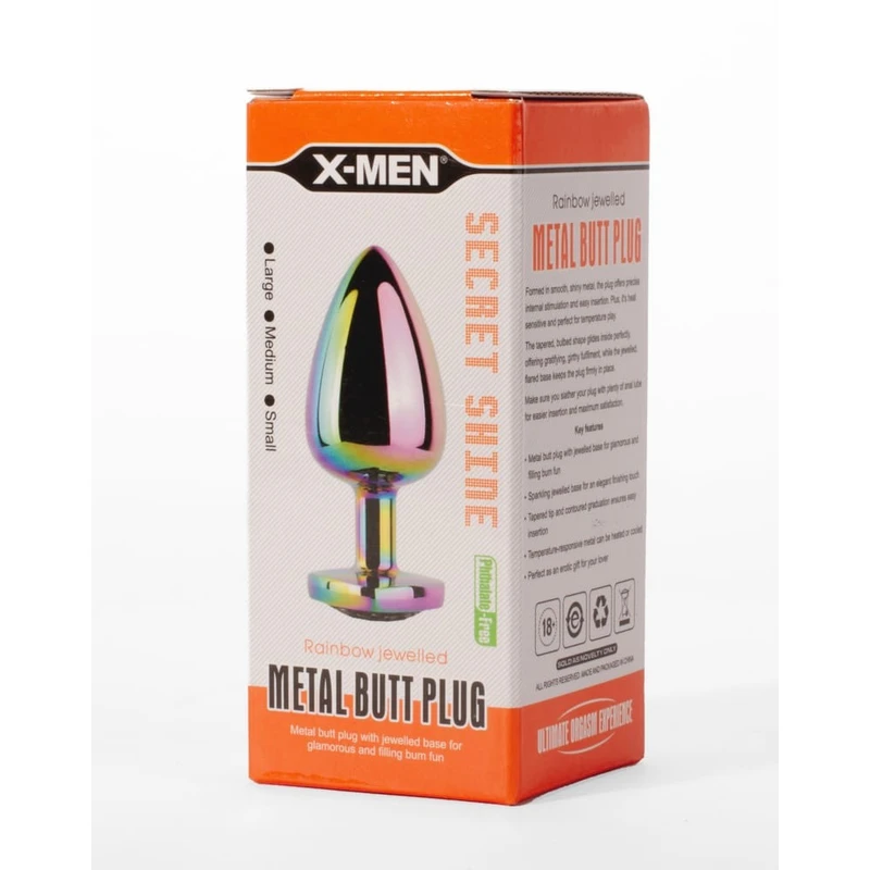 X-MEN Secret Shine Metal Butt Plug Dužine 9,5cm Višebojni, Vodootporni