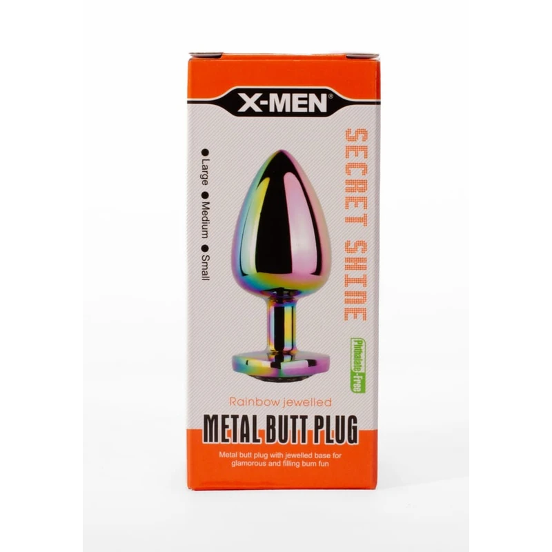 X-MEN Secret Shine Metal Butt Plug Dužine 9,5cm Višebojni, Vodootporni