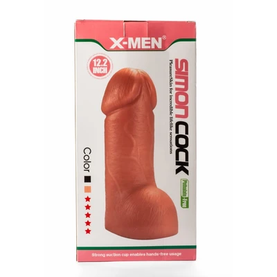 X-Men Simon 12.2" Penis Dildo sa Testisima i Vakuumskim Postoljem - Koža - Sexy Shop