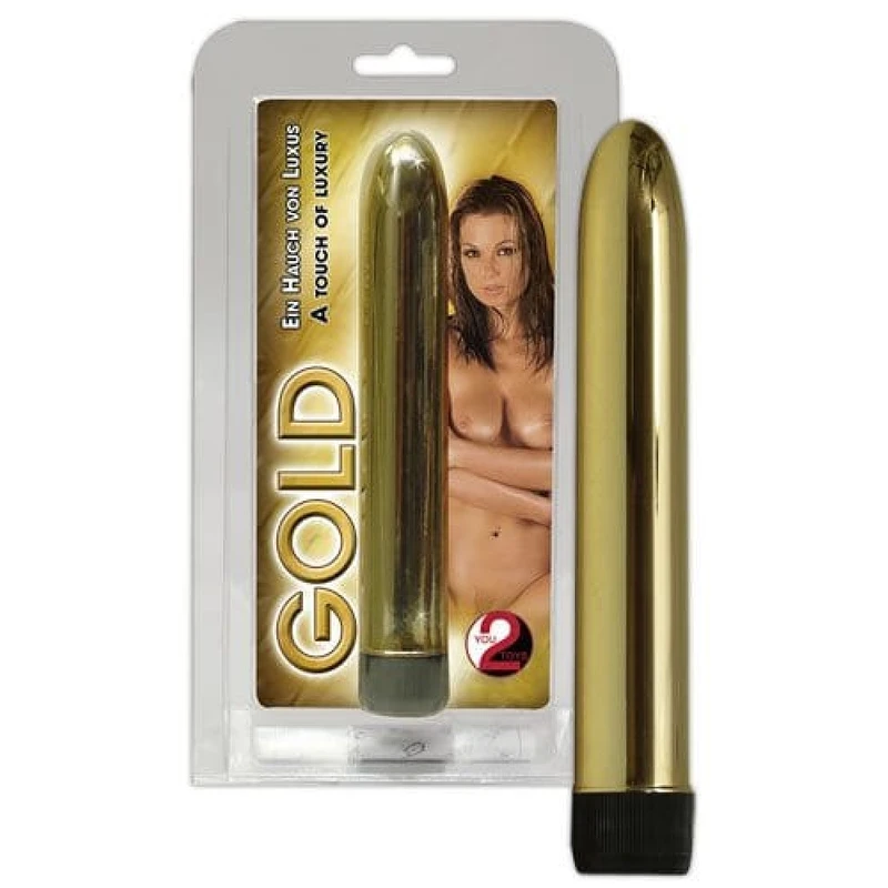 Zlatni vibrator sa gliter efektom, 17,5 cm