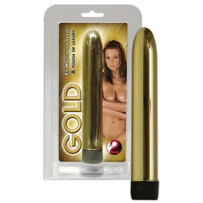 Zlatni vibrator sa gliter efektom, 17,5 cm - Sexy Shop